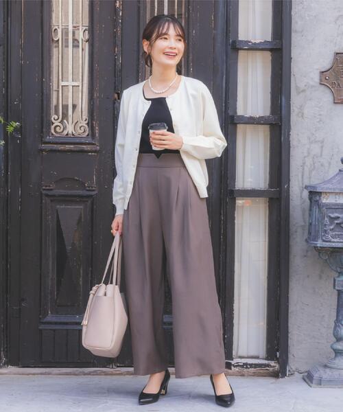 ITS'DEMO（イッツデモ）の「【縮みに強い／洗濯機OK】クルーニットカーディガン（カーディガン/ボレロ・レディース・オフホワイト/ブラック/ライトベージュ/ピンク系その他/サックスブルー・38/40）」の12枚目の写真