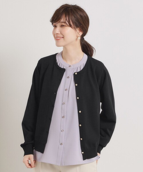 ITS'DEMO（イッツデモ）の「【縮みに強い／洗濯機OK】クルーニットカーディガン（カーディガン/ボレロ・レディース・オフホワイト/ブラック/ライトベージュ/ピンク系その他/サックスブルー・38/40）」の17枚目の写真