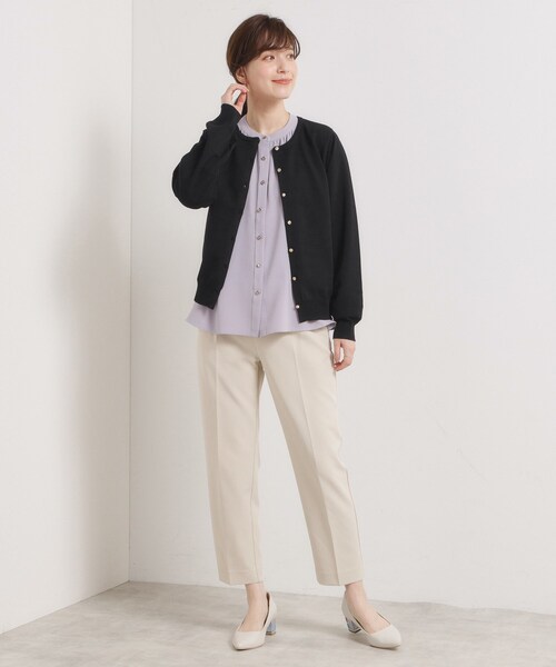 ITS'DEMO（イッツデモ）の「【縮みに強い／洗濯機OK】クルーニットカーディガン（カーディガン/ボレロ・レディース・オフホワイト/ブラック/ライトベージュ/ピンク系その他/サックスブルー・38/40）」の19枚目の写真