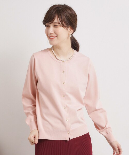 ITS'DEMO（イッツデモ）の「【縮みに強い／洗濯機OK】クルーニットカーディガン（カーディガン/ボレロ・レディース・オフホワイト/ブラック/ライトベージュ/ピンク系その他/サックスブルー・38/40）」の21枚目の写真