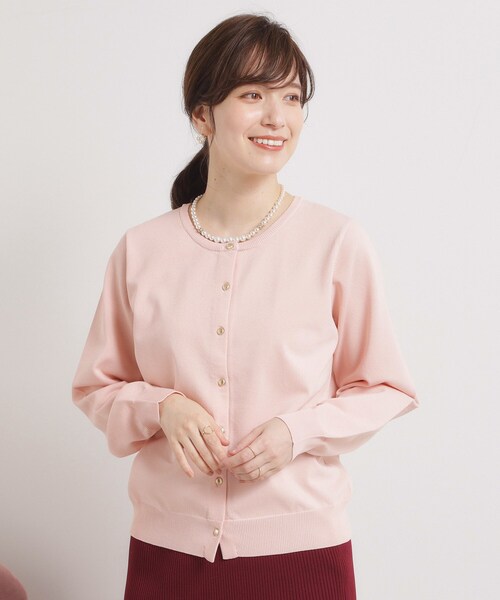 ITS'DEMO（イッツデモ）の「【縮みに強い／洗濯機OK】クルーニットカーディガン（カーディガン/ボレロ・レディース・オフホワイト/ブラック/ライトベージュ/ピンク系その他/サックスブルー・38/40）」の22枚目の写真