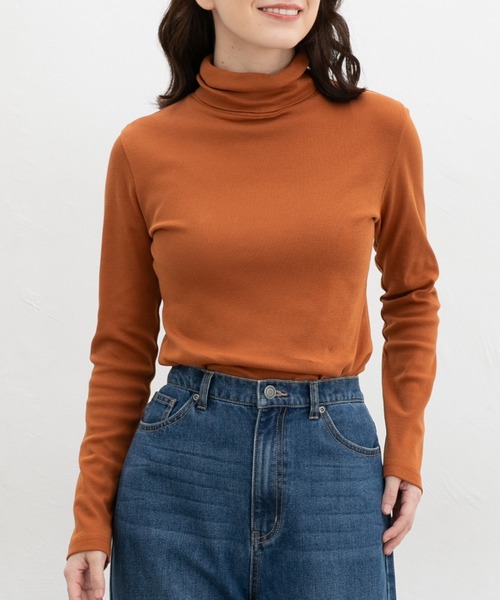 Honeys(ハニーズ)の「フライスタートルネック(Tシャツ/カットソー・レディース・イエロー/ブルー/ボルドー/オレンジ/パープル/サックスブルー/ピンク・LL/L/M/S)」の7枚目の写真