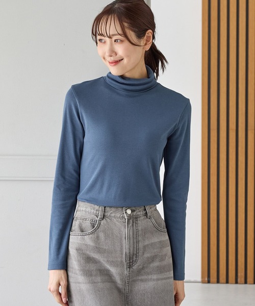 Honeys(ハニーズ)の「フライスタートルネック(Tシャツ/カットソー・レディース・イエロー/ブルー/ボルドー/オレンジ/パープル/サックスブルー/ピンク・LL/L/M/S)」の3枚目の写真