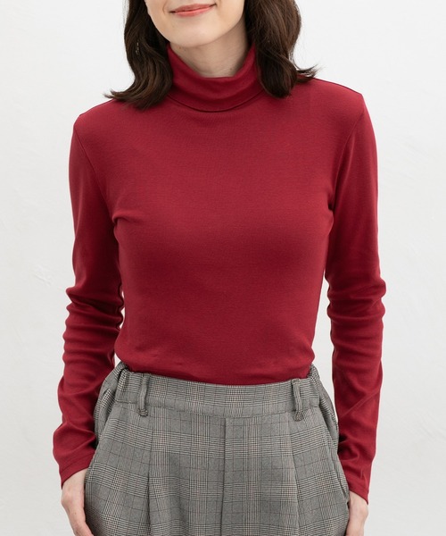Honeys(ハニーズ)の「フライスタートルネック(Tシャツ/カットソー・レディース・イエロー/ブルー/ボルドー/オレンジ/パープル/サックスブルー/ピンク・LL/L/M/S)」の6枚目の写真