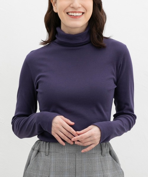 Honeys(ハニーズ)の「フライスタートルネック(Tシャツ/カットソー・レディース・イエロー/ブルー/ボルドー/オレンジ/パープル/サックスブルー/ピンク・LL/L/M/S)」の10枚目の写真
