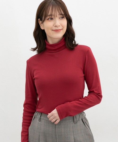 Honeys(ハニーズ)の「フライスタートルネック(Tシャツ/カットソー・レディース・イエロー/ブルー/ボルドー/オレンジ/パープル/サックスブルー/ピンク・LL/L/M/S)」の12枚目の写真