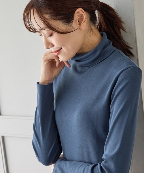 Honeys(ハニーズ)の「フライスタートルネック(Tシャツ/カットソー・レディース・イエロー/ブルー/ボルドー/オレンジ/パープル/サックスブルー/ピンク・LL/L/M/S)」の19枚目の写真