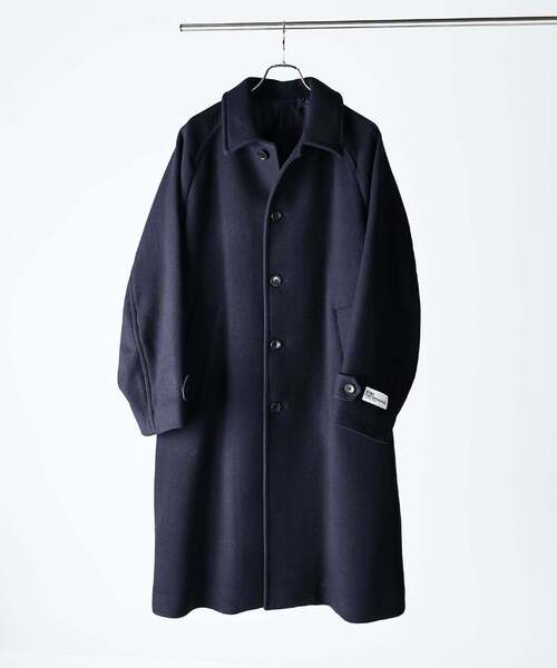 スーパー140 ウールモッサ オーバー マック コート（ステンカラー