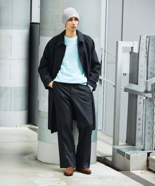 JOURNAL STANDARD(ジャーナルスタンダード)の「スーパー140 ウールモッサ オーバー マック コート(ステンカラーコート・メンズ・ブラック系その他/グレー/スミクロ/ネイビー・SMALL/MEDIUM/LARGE)」の6枚目の写真