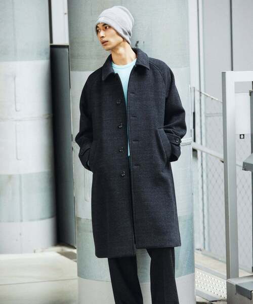 スーパー140 ウールモッサ オーバー マック コート（ステンカラー