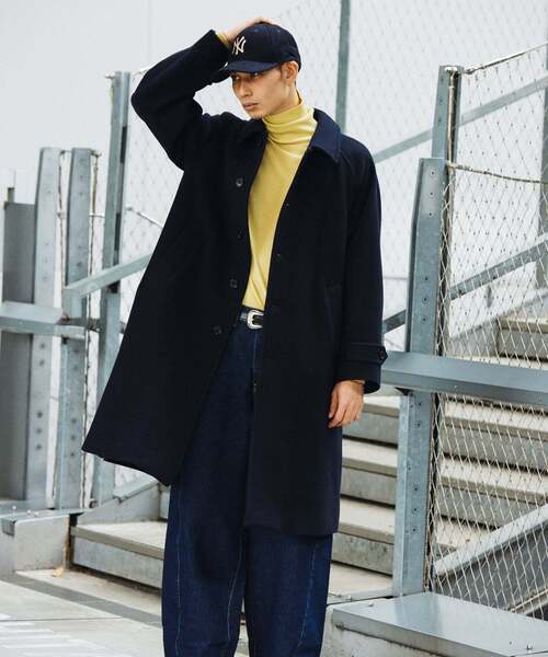 スーパー140 ウールモッサ オーバー マック コート（ステンカラー