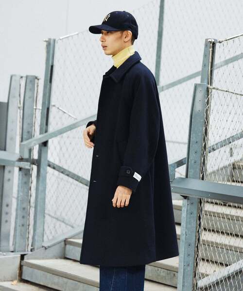 スーパー140 ウールモッサ オーバー マック コート（ステンカラー