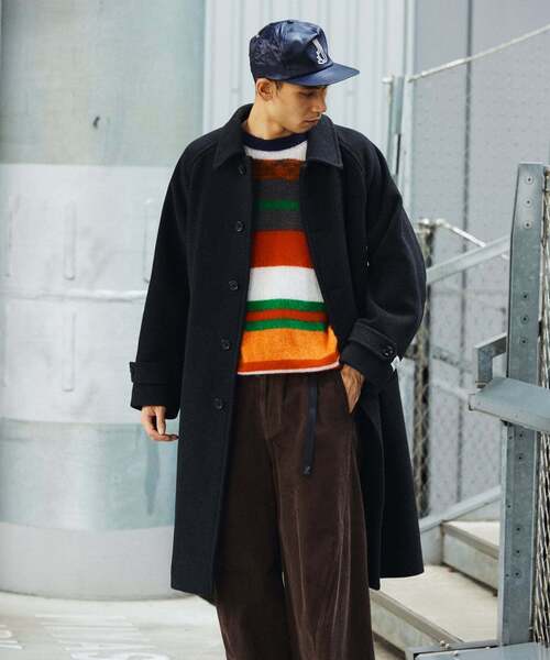 スーパー140 ウールモッサ オーバー マック コート（ステンカラー