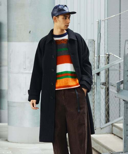 スーパー140 ウールモッサ オーバー マック コート（ステンカラー