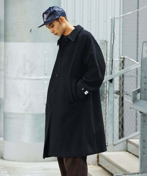 スーパー140 ウールモッサ オーバー マック コート（ステンカラー