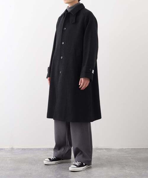 スーパー140 ウールモッサ オーバー マック コート（ステンカラー