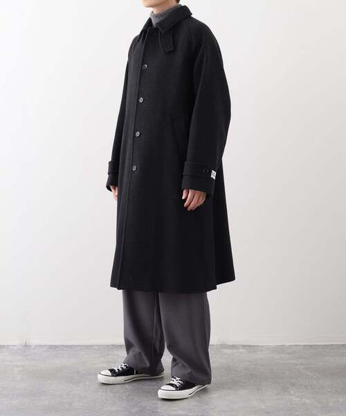 スーパー140 ウールモッサ オーバー マック コート（ステンカラー