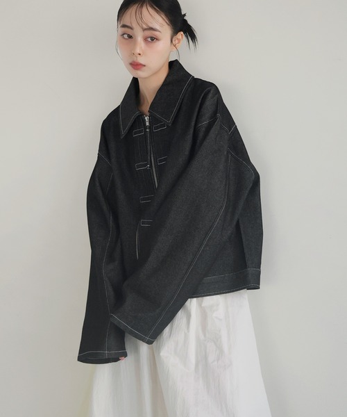 ステッチデザインビックデニムジャケット（デニムジャケット）｜LIAN