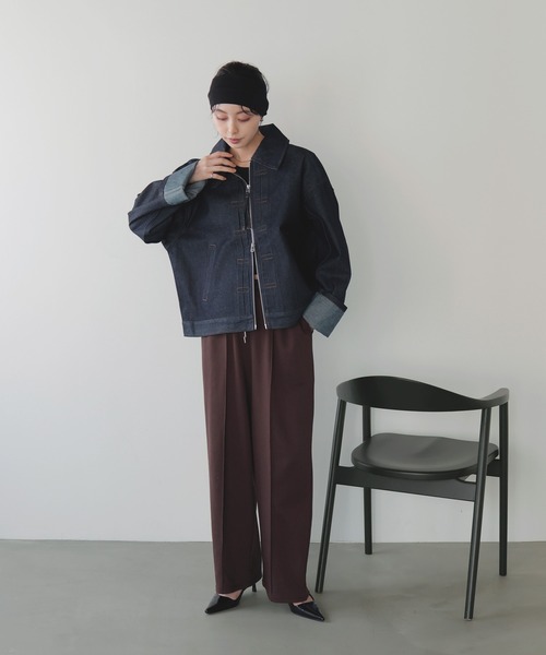 セール】ステッチデザインビックデニムジャケット（デニムジャケット