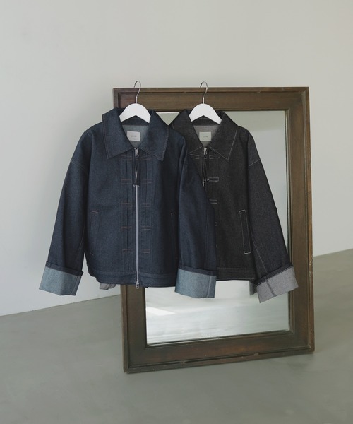 セール】ステッチデザインビックデニムジャケット（デニムジャケット