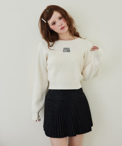 one after another NICE CLAUP(ワンアフターアナザーナイスクラップ)の「【S/Mサイズ展開】細プリーツラメスカート(スカート・レディース・チャコールグレー/ブラック/アイボリー・MEDIUM/SMALL)」の14枚目の写真