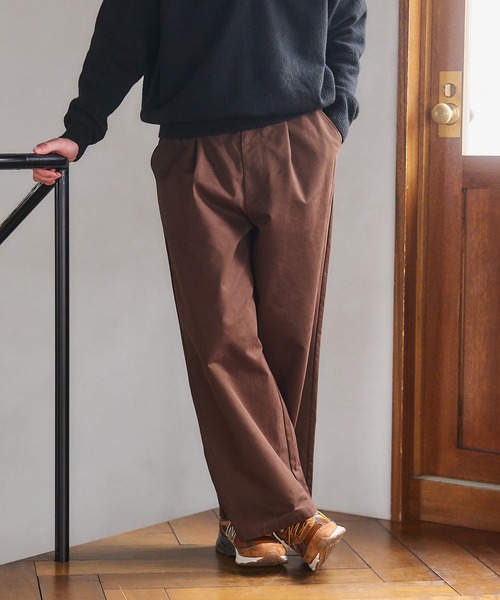 セール】【MAISON CLUB】Twill Wide Tuck Chino Trousers / ツイル