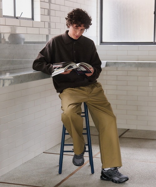 セール】【MAISON CLUB】Twill Wide Tuck Chino Trousers / ツイル