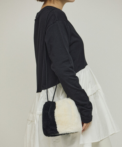 Firsthand（ファーストハンド）の「Firsthand/ファーストハンド フェイクファー ミニ キンチャクバッグ（ショルダーバッグ・レディース・ブラック/グレー/レオパード・ONE SIZE）」の10枚目の写真