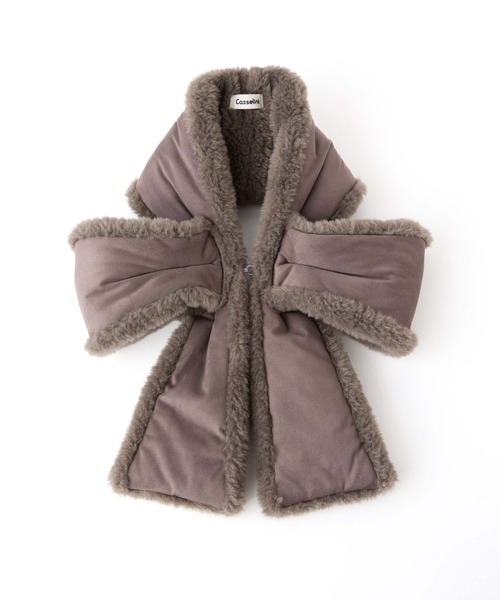 Casselini（キャセリーニ）の「Casselini(キャセリーニ)ムートン風リボンティペット（マフラー・レディース・チャコール/ブラウン・FREE）」の11枚目の写真