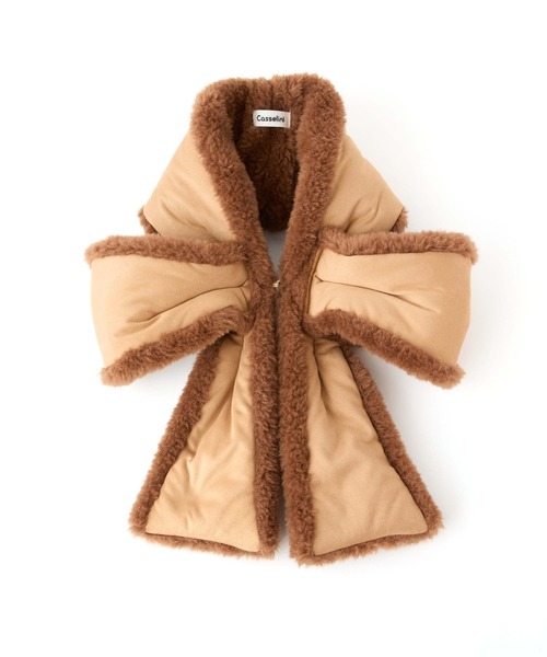 Casselini（キャセリーニ）の「Casselini(キャセリーニ)ムートン風リボンティペット（マフラー・レディース・チャコール/ブラウン・FREE）」の12枚目の写真