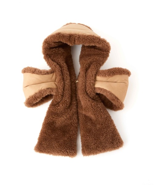 Casselini（キャセリーニ）の「Casselini(キャセリーニ)ムートン風リボンティペット（マフラー・レディース・チャコール/ブラウン・FREE）」の13枚目の写真