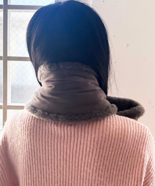 Casselini（キャセリーニ）の「Casselini(キャセリーニ)ムートン風リボンティペット（マフラー・レディース・チャコール/ブラウン・FREE）」の10枚目の写真