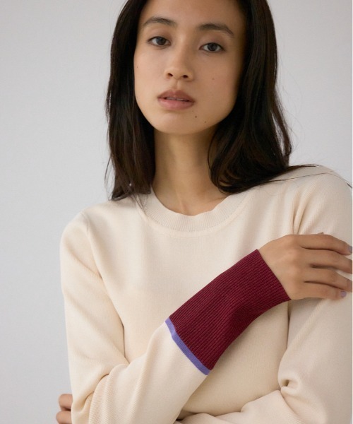 AZUL by moussy(アズールバイマウジー)の「ラメバイカラーニットトップス(ニット/セーター・レディース・ブラック系その他/グレー系その他/ホワイト系その他・FREE)」の2枚目の写真