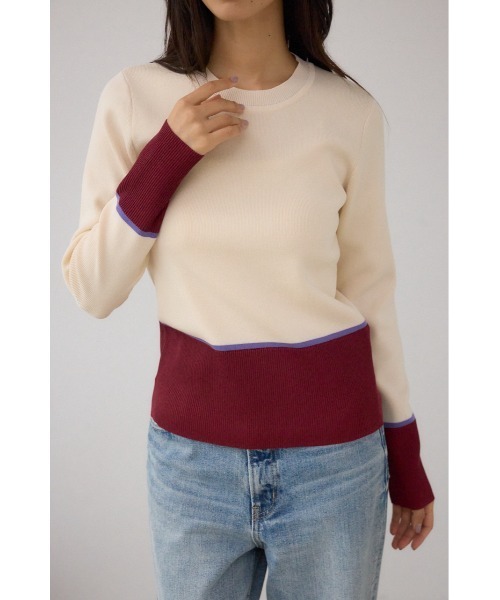 AZUL by moussy(アズールバイマウジー)の「ラメバイカラーニットトップス(ニット/セーター・レディース・ブラック系その他/グレー系その他/ホワイト系その他・FREE)」の4枚目の写真