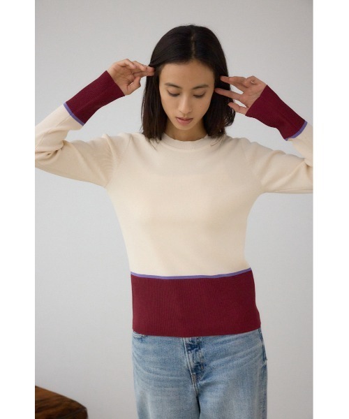 AZUL by moussy(アズールバイマウジー)の「ラメバイカラーニットトップス(ニット/セーター・レディース・ブラック系その他/グレー系その他/ホワイト系その他・FREE)」の6枚目の写真