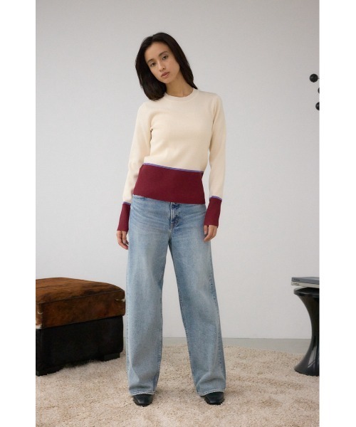 AZUL by moussy(アズールバイマウジー)の「ラメバイカラーニットトップス(ニット/セーター・レディース・ブラック系その他/グレー系その他/ホワイト系その他・FREE)」の7枚目の写真