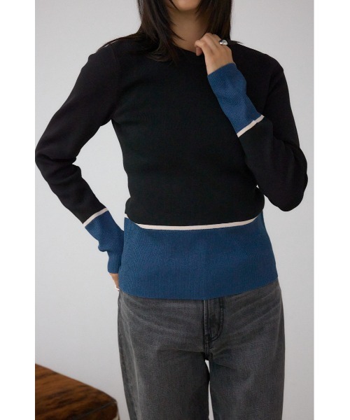 AZUL by moussy(アズールバイマウジー)の「ラメバイカラーニットトップス(ニット/セーター・レディース・ブラック系その他/グレー系その他/ホワイト系その他・FREE)」の15枚目の写真