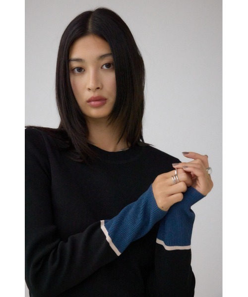 AZUL by moussy(アズールバイマウジー)の「ラメバイカラーニットトップス(ニット/セーター・レディース・ブラック系その他/グレー系その他/ホワイト系その他・FREE)」の16枚目の写真