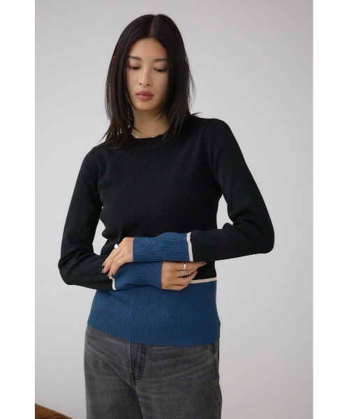 AZUL by moussy(アズールバイマウジー)の「ラメバイカラーニットトップス(ニット/セーター・レディース・ブラック系その他/グレー系その他/ホワイト系その他・FREE)」の17枚目の写真