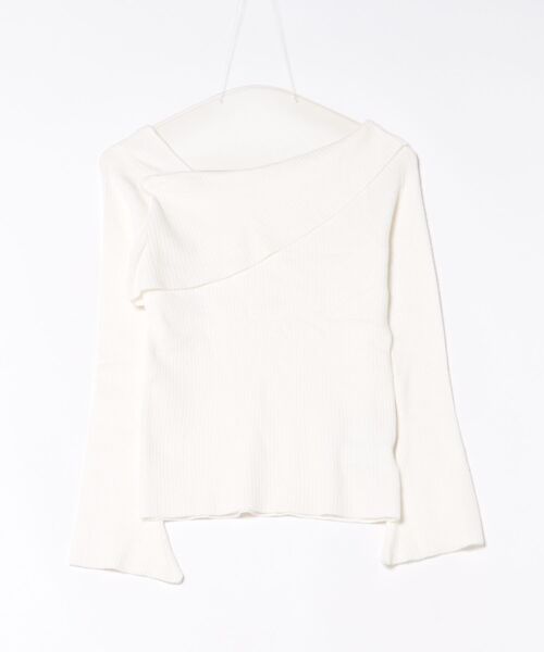 Lace Ladies（レースレディース）の「アシンメトリー フレア袖 長袖 ニット トップス（ニット/セーター・レディース・ブラック/グレー/ベージュ/ホワイト・S/FREE）」の2枚目の写真