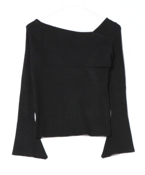 Lace Ladies（レースレディース）の「アシンメトリー フレア袖 長袖 ニット トップス（ニット/セーター・レディース・ブラック/グレー/ベージュ/ホワイト・S/FREE）」の5枚目の写真