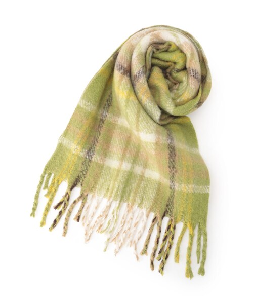 SHOO・LA・RUE（シューラルー）の「太フリンジチェックストール（ストール/ショール・レディース・グリーン系その他3/ワイン系1/ベージュ系1・00）」の5枚目の写真