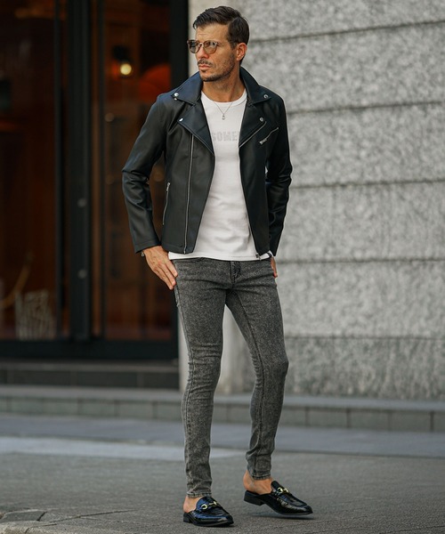 JOKER（ジョーカー）の「PUレザーダブルライダース メンズ アウター ジャケット レザージャケット ブラック 黒 春服 冬服（ライダースジャケット・メンズ・ブラック・LL/L/M）」の3枚目の写真