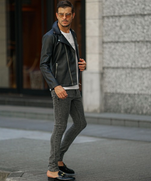 JOKER（ジョーカー）の「PUレザーダブルライダース メンズ アウター ジャケット レザージャケット ブラック 黒 春服 冬服（ライダースジャケット・メンズ・ブラック・LL/L/M）」の4枚目の写真