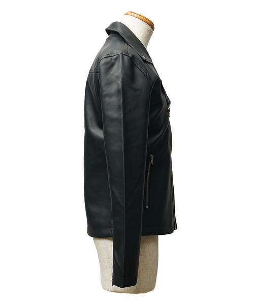 JOKER（ジョーカー）の「PUレザーダブルライダース メンズ アウター ジャケット レザージャケット ブラック 黒 春服 冬服（ライダースジャケット・メンズ・ブラック・LL/L/M）」の8枚目の写真