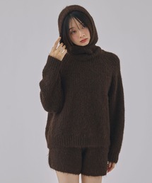 【Unblend】バラクラバセットメランジニットプルオーバー＜セットアップ対応＞