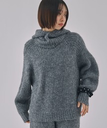 【Unblend】バラクラバセットメランジニットプルオーバー<セットアップ対応>