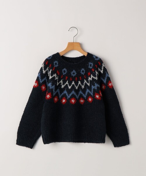 SHIPS（シップス）の「SHIPS KIDS:80～90cm /〈洗濯機可能〉フェアアイル柄 ニット（ニット/セーター・キッズ・トップグレー/ネイビー・90/80）」の2枚目の写真