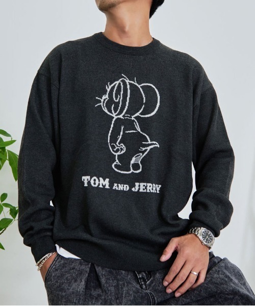 SILVER BULLET(シルバーバレット)の「『TOM&JERRY/トムアンドジェリー』ジャガード長袖ニット(ニット/セーター・レディース・スミクロ/ネイビー/オフホワイト/グレイッシュベージュ・LL/M/L)」の9枚目の写真