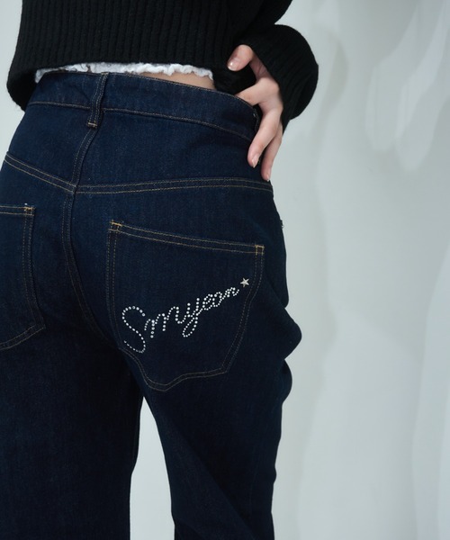 キョンキョンSTONE  セール】Logo rhinestone denim/ロゴラインストーンデニム（デニム
